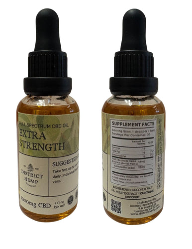 District Hemp Extra Strength 1000mg Full Spectrum CBD Oil Tincture