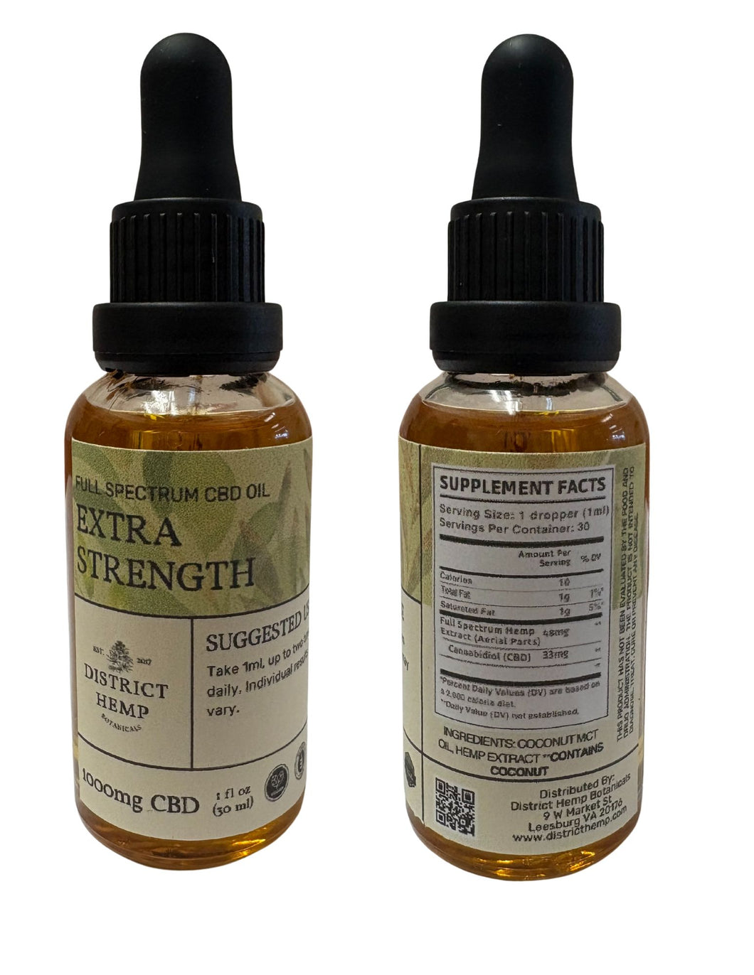 District Hemp Extra Strength 1000mg Full Spectrum CBD Oil Tincture