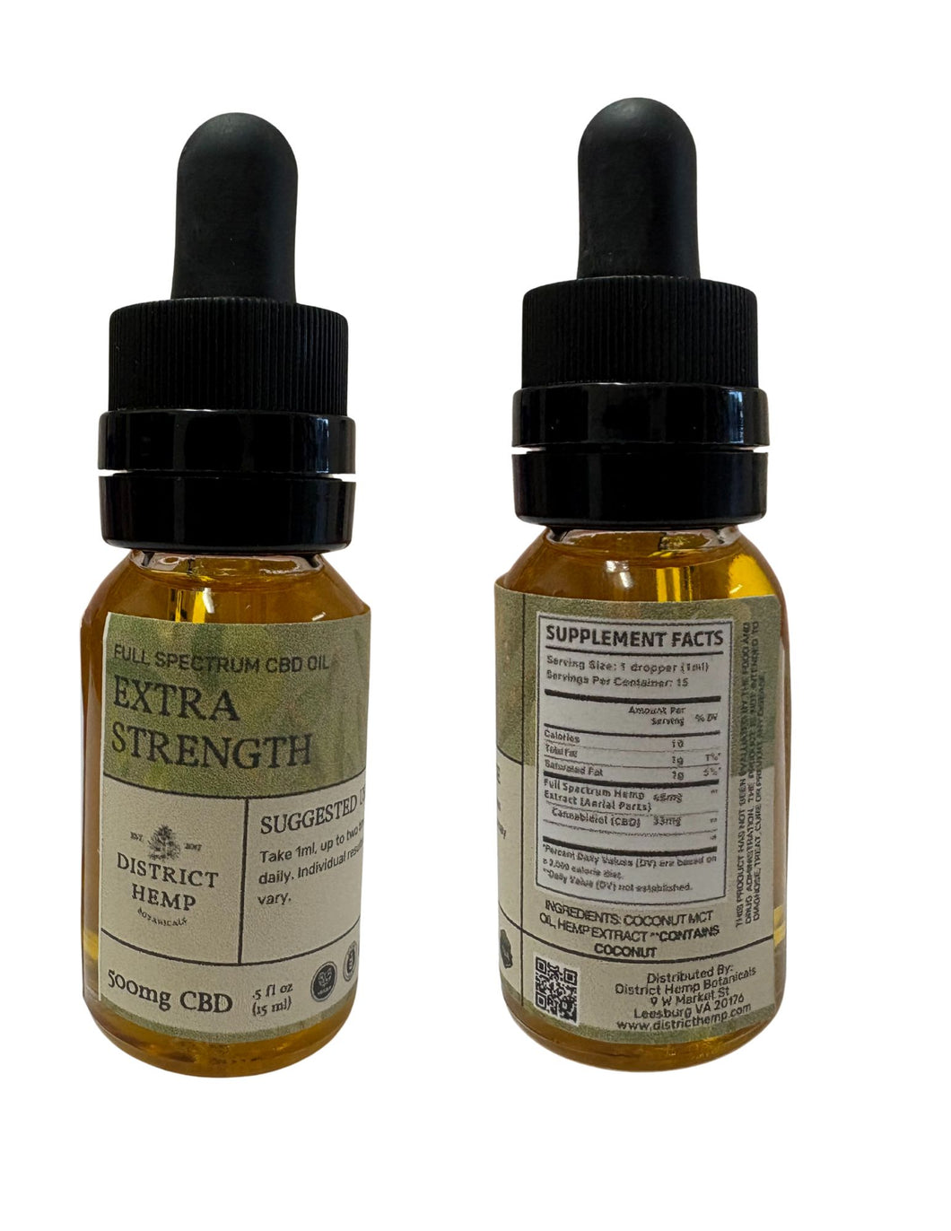 District Hemp Extra Strength 500mg Full Spectrum CBD Oil Tincture