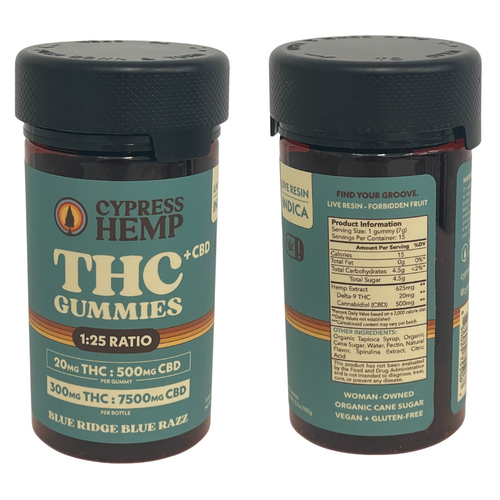 Cypress Hemp - Live Resin Delta-9 CBD:THC 25:1 Indica Gummies