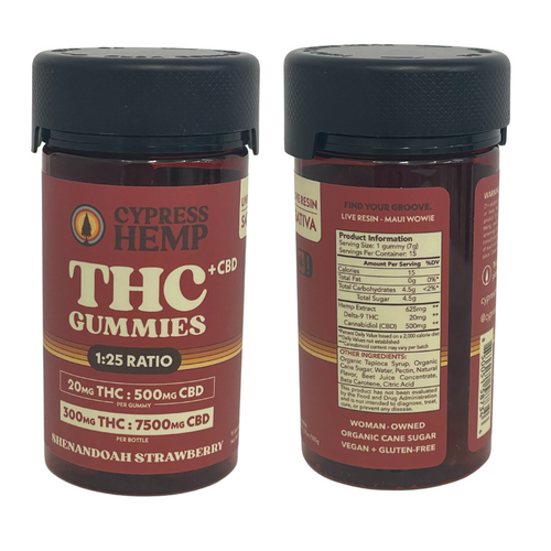 Cypress Hemp - Live Resin Delta-9 CBD:THC 25:1 Sativa Gummies