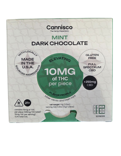 Cannisco High Dose Dark Chocolate Mint Bar 10mg THC 250mg CBD